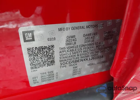 2019 Chevrolet Colorado Wt from USA, damaged, VIN 1GCGSBENXK1261514